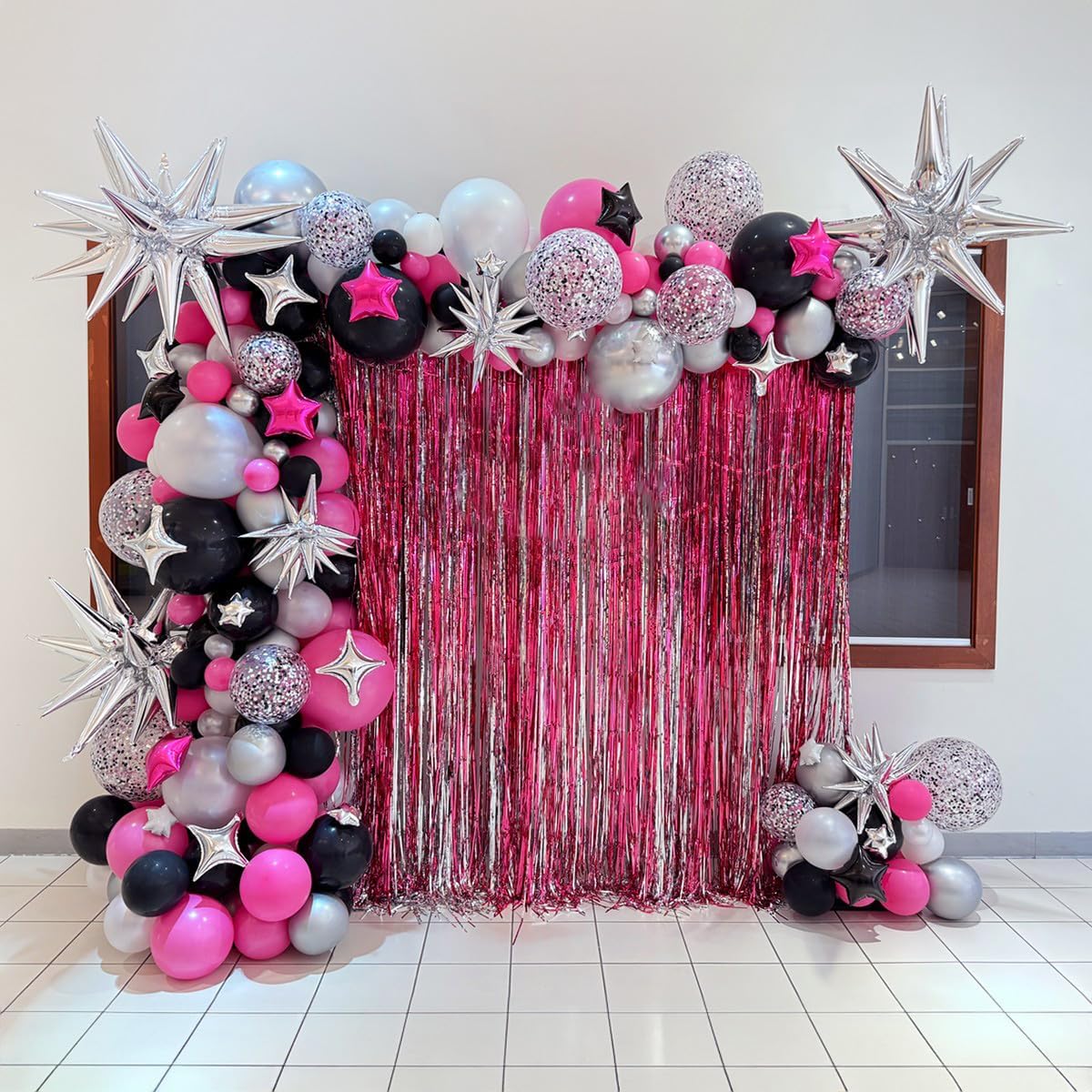 Silver Star Balloons,Explosion Star Balloons Kit with 6Pcs 22Inch Cone Star Foil Balloons and 10Pcs 10Inch Four Pointed Star Balloons for Birthday Anniversary Disco Party Decorations