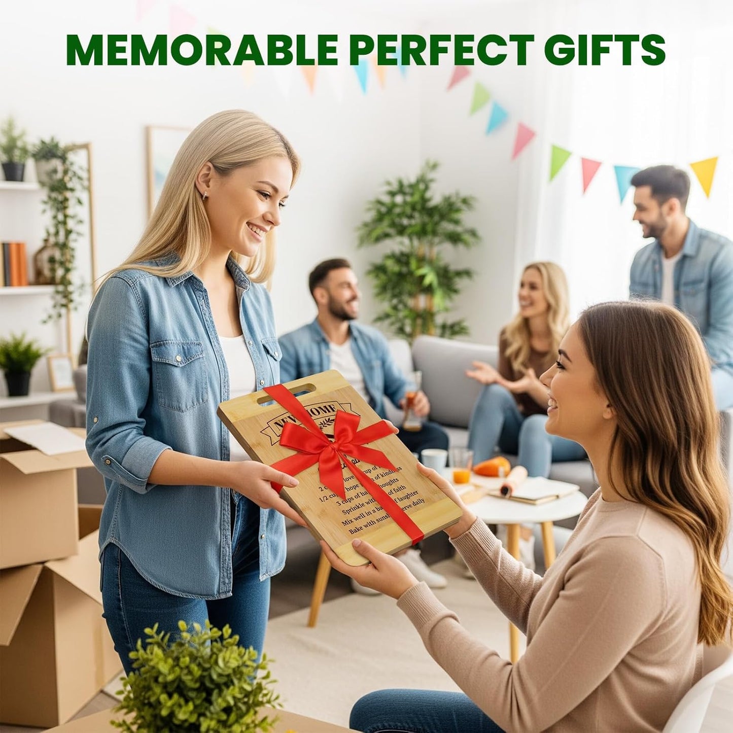 Kikcoin House Warming Gifts New Home - Bamboo Cutting Boards for Kitchen, Housewarming Gifts New Home Gift Idea for Women Men Homeowner, House Essentials for New Home, Large Cutting Board 13.8" X 9.8"