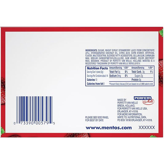 Mentos Chewy Mint Candy Roll, Strawberry Mint Candies, 14 Pieces Per Roll, 15 Count Party Pack