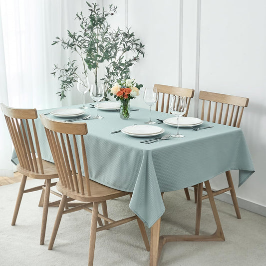 maxmill Tablecloth Weaved Texture Stain Resistant Waterproof, Wrinkle Resistant Washable Table Cloth, Fabric Table Cover for Dining Room, Indoor Outdoor Use, Rectangle 70 x 120 Inch, Dusty Blue