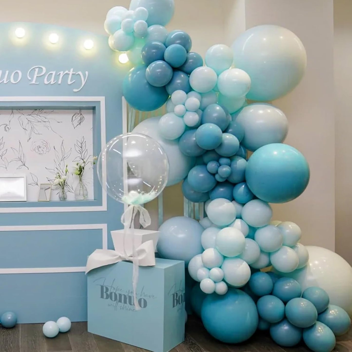 105pcs Peacock Blue Balloons 12inch Party Latex Balloons for Boys Girls Birthday Baby Shower Gender Reveal Wedding Sunflower Party Decorations