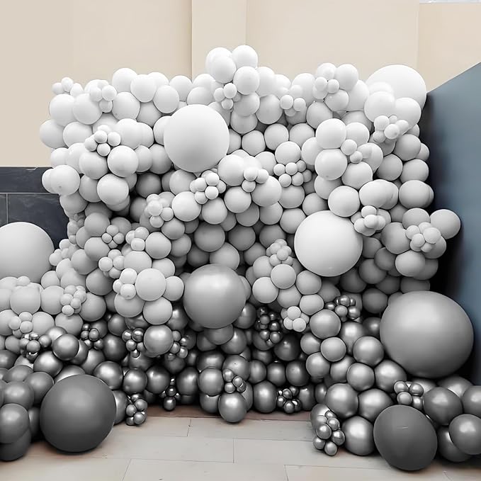 Gray Balloons 12 inch, Grey Latex Balloons 50pcs Party Balloons for Birthday Baby Shower Wedding Anniversary Party Decorations
