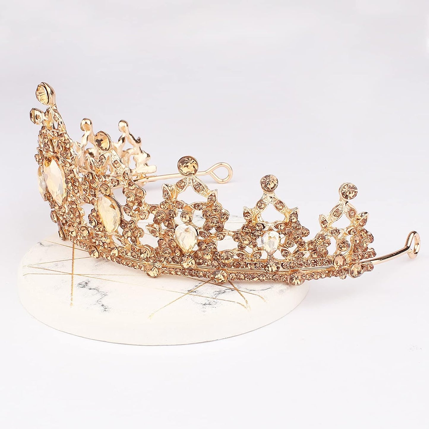 CAVETEE Champagne Gold Crowns for Women Baroque Queen Birthday Tiara Luxurious Rhinestones Crown Wedding Bridal Crown Birthday Party Headbands Princess Party Prom Tiaras and Crowns for Women