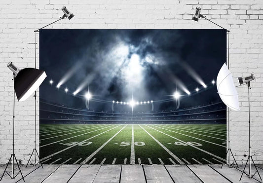 BELECO 10x8ft Fabric Football Field Backdrop - Sports Game Stadium for Football Theme Birthday Party Decorations - Newborn, Kids, Adults Photo Booth Shooting - Family Photographic Studio Props