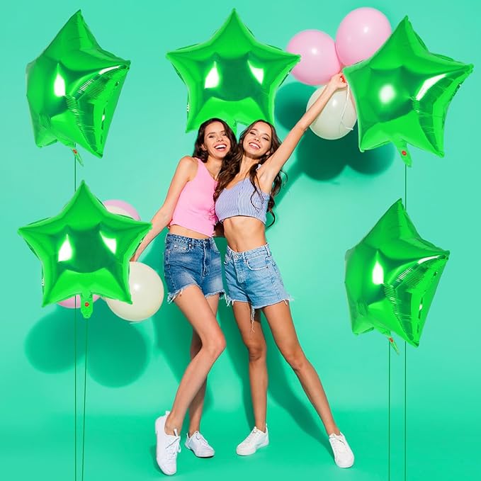 20 Pcs Star Balloons,18 Inch Green Star Foil Balloons,Stars Shaped Balloon Mylar Helium Balloon for Birthday Party Anniversary Wedding Baby Shower Decorations (Green)