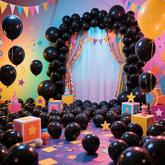 18 Inch Black Balloons, 30Pcs Giant Latex Ballons, Large Round Baloons, Black Party Balloons, Happy Birthday Decorations, globos de cumpleaños, Halloween Baloons, Gender Reveal Decor