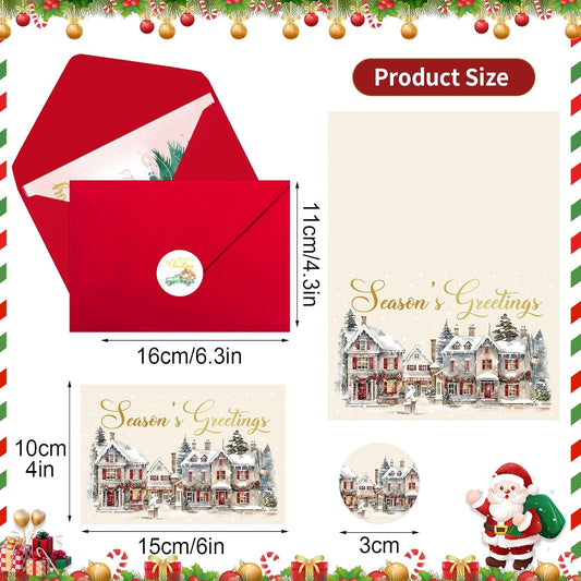 Christmas Cards, 36 Pack Merry Christmas Cards with Envelopes & Stickers, 4x6 Inch Holiday Card, 6 Assorted Designs Greeting Card for Xmas
