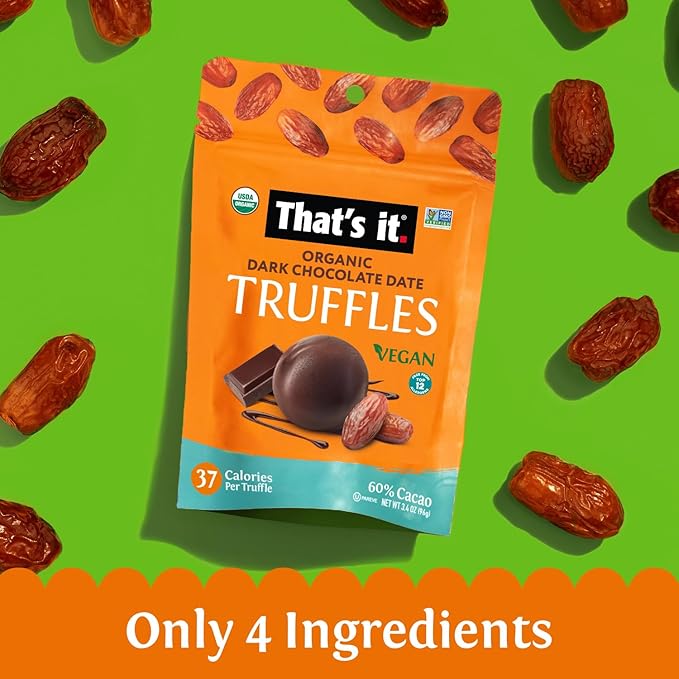 That's it Organic Dark Chocolate & Date Truffles. 100% Plant-Based, Vegan, Gluten-Free, All Natural (3 Pack)