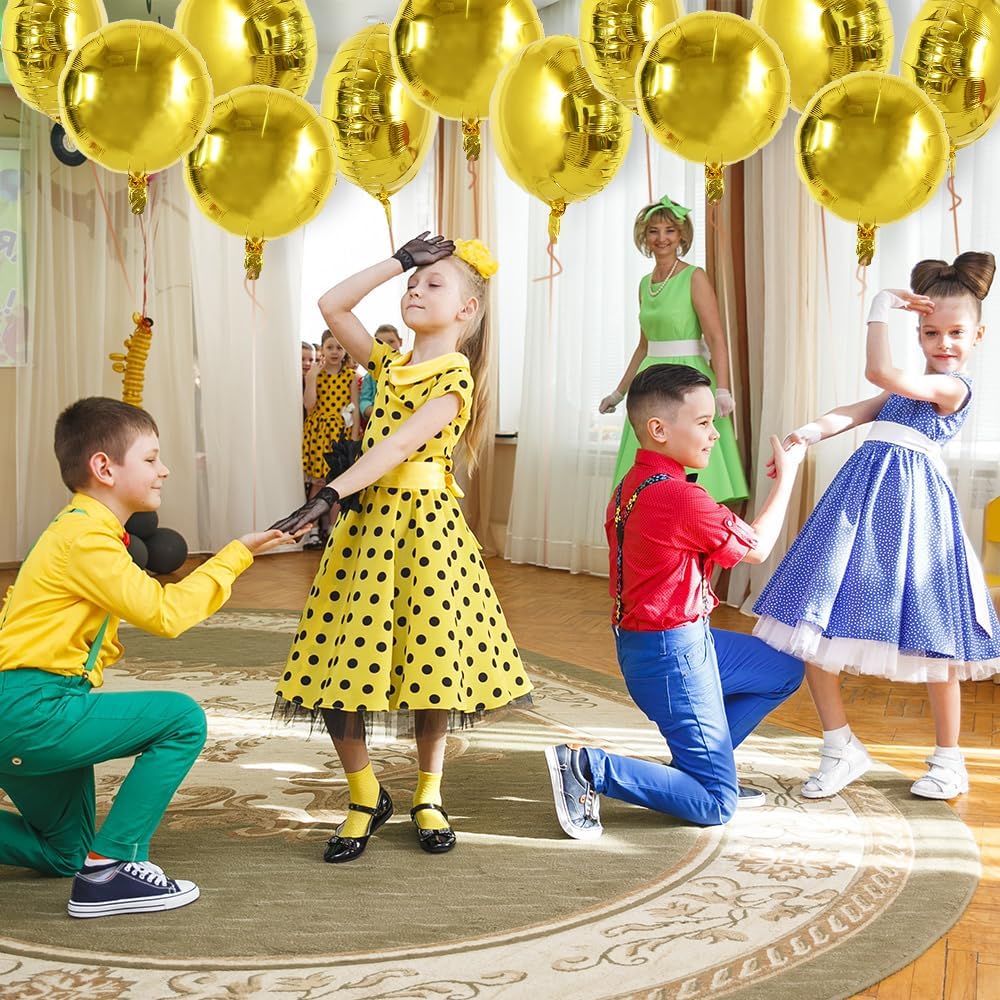 TONIFUL 30Pcs 18 Inch Large Gold Round Shape Foil Balloons Big Gold Circle Helium Mylar Ballons for Birthday Wedding Baby Shower Anniversary Engagement Party Decorations Supplies