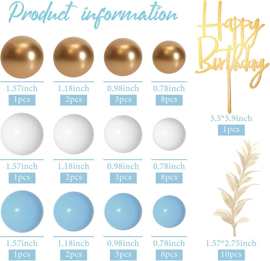 MIAHART Ball Cake Toppers Boho Grass Cake Topper Ball Cake Insert Decoration for Birthday Wedding Baby Shower Party Decorations Boho Themed Party Supplies (gold,light blue,white)
