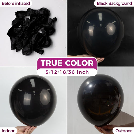 Bezente Black Balloons Latex Party Balloons - 100 Pack 12 inch Round Helium Balloons for Black Themed Graduation New Years Birthday Halloween Party Backdrop Prom Send off Decorations 2025