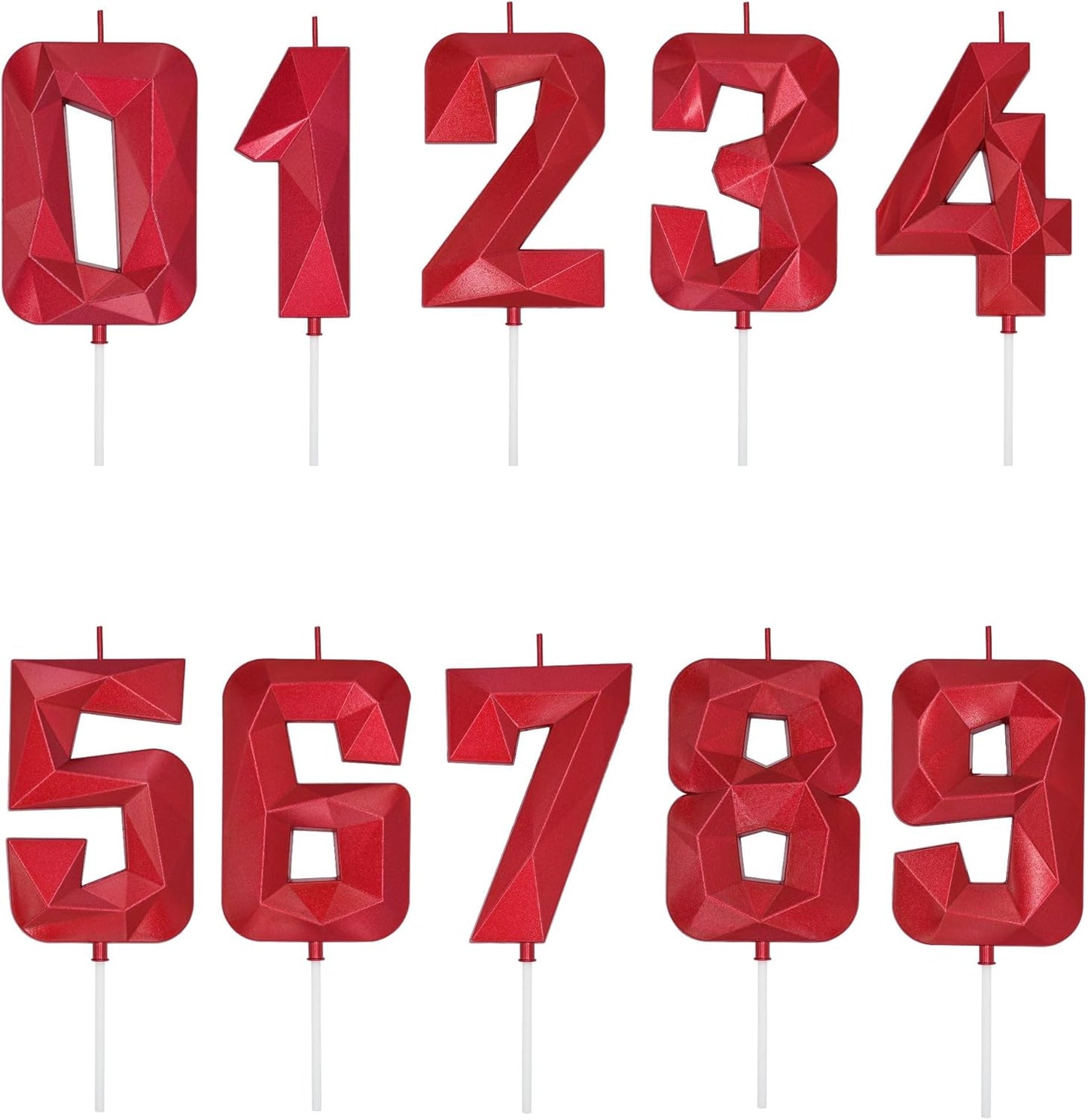 DERVENTA Large Birthday Candle Number 3D Red 3.7 inch Party Celebration Anniversary Decoration Cake Topper 1 Piece (Number 0 Red)