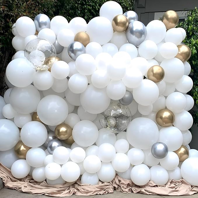 110pcs White Balloons 12inch Matte White Latex Party Balloons for Wedding, Birthday, Graduation, Bridal Shower, Baby Shower, Bachelorette and Engagement Decorations