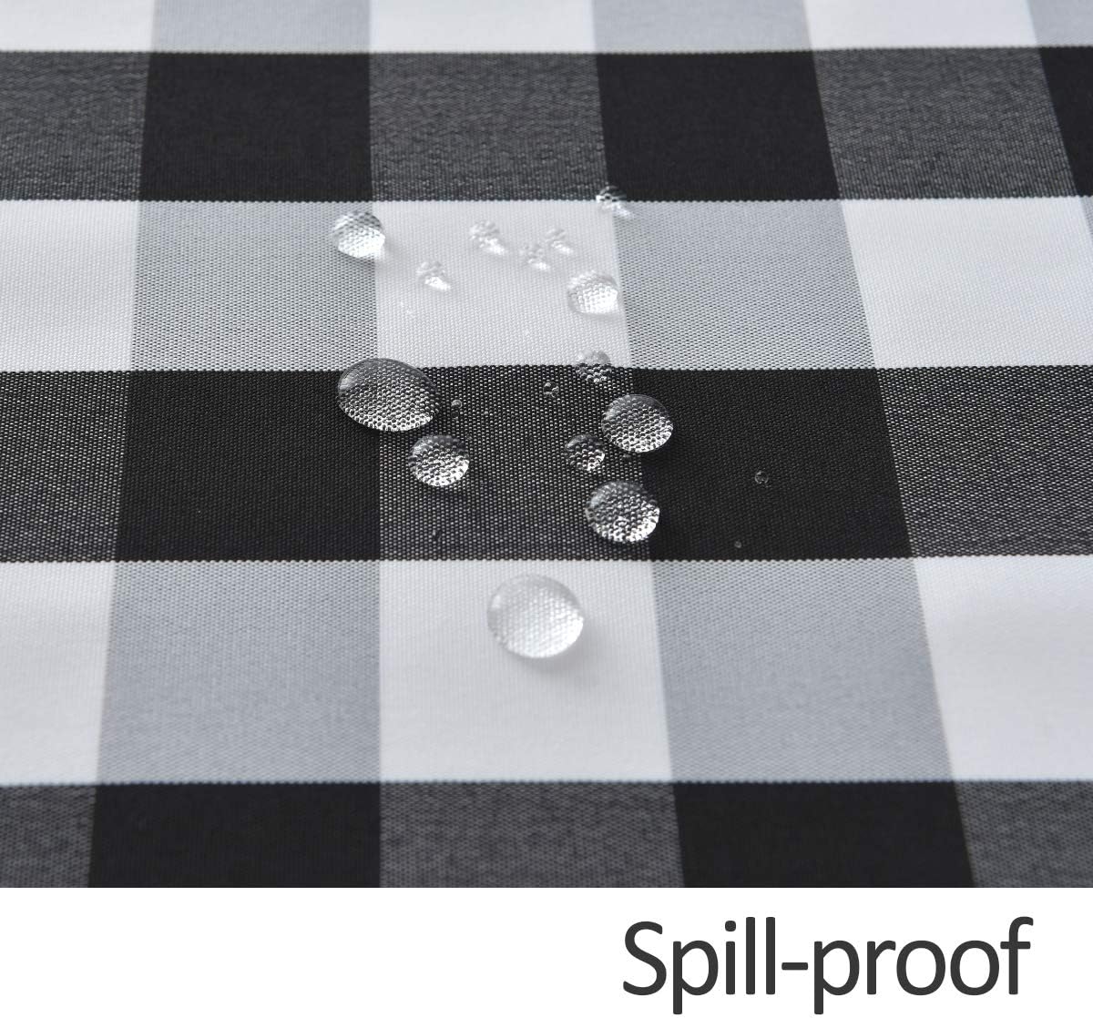 maxmill Round Checkered Tablecloth Spillproof Wrinkle Free Heavy Weight Gingham Table Cloth for Circular Table Cover Buffalo Plaid for Buffet Banquet Parties Holiday Dinner 70 Inch Black and White