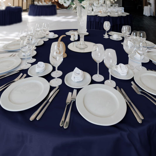 Fitable 6 Pack Navy Tablecloths for Round Tables - 108 Inches in Diameter - Stain Resistant and Washable Table Clothes, Polyester Fabric Table Covers for Wedding, Party, Banquet, Formal Events