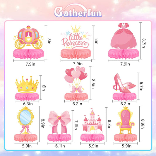 Princess Birthday Party Supplies Kit - Princess Themed Honeycomb Centerpiece ,Table Decorations for Kids' Princess Themed Birthday Party Decorations