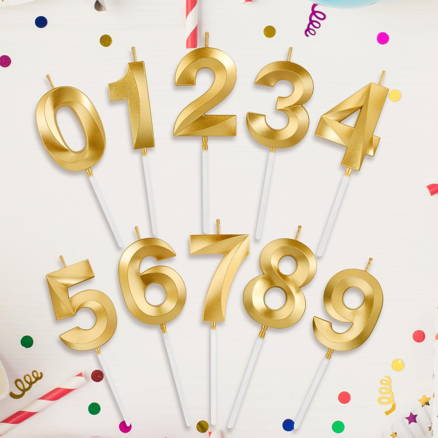 Birthday Candles, 1.96 Inch Number 19 Happy Birthday Candles, Number Candles Decoration for Birthday Party and Anniversary Celebration(Champagne Gold)