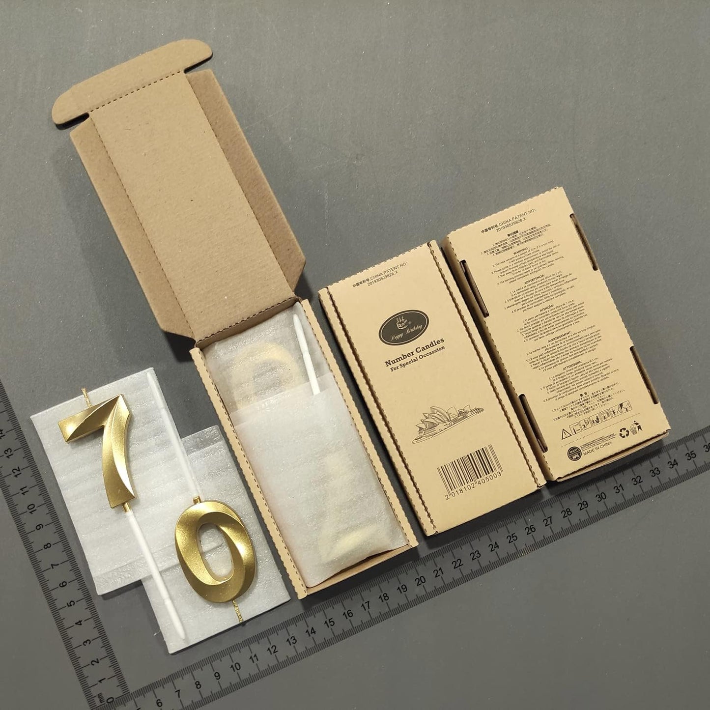 70th Birthday Candles Numbers for Cakes Candle Happy Seventieth Birthday 3D Designed Wedding Anniversary Party Cake Topper Decorations (70, Gold)