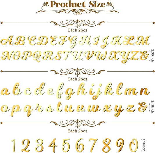 Jspupifip 128 Pcs Acrylic Alphanumeric Cake Topper Diy Cake Decoration with Mirror Number 0-9 and Alphabet A-Z Personalized Cake Picks Decor Anniversary Baby Shower Party Supplies(Gold)