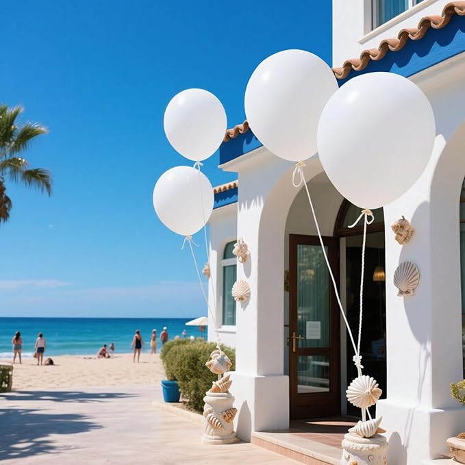 10Pcs Giant White Balloons, 36 Inch Big Wedding Ballons, globos blancos, Matte Latex Balloon as White Party Decorations for Birthday, Baby Shower, Engagement, 4th of July, Gender Reveal, Bachelorette