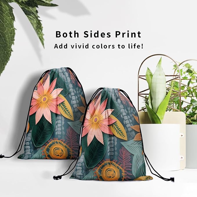 Nerxy Leaf Grip Bags for Gymnastics Tropical Leaves Grip Bag Botanical Drawstring Storage Bags