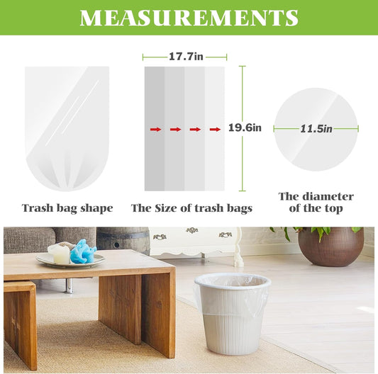 4 Gallon 2000 Counts Small Clear Trash Bag, for 1.6 Gallon 2 Gallon 3 Gallon 10 Liters 15 Liters Garbage Bags by Teivio, Bathroom Trash Can Bin Liners, Small Plastic Bags for home office kitchen