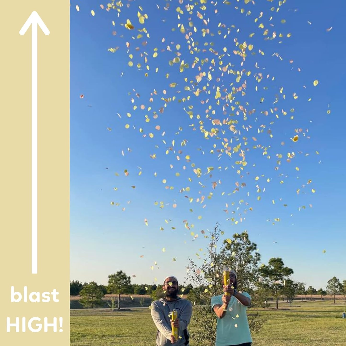 2 Pack Confetti Cannon Confetti Poppers | Biodegradable Yellow Confetti | TUR Party Supplies | Launches Up to 25ft | Giant (12 in) | Party Poppers for Graduation, Birthdays, Weddings, and Memorial Day