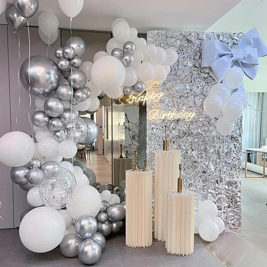 Silver Metallic Chrome Latex Balloons, 150pcs 5 inches Round Helium Silver Balloons for Birthday Baby Shower Wedding Birthday Party Decorations