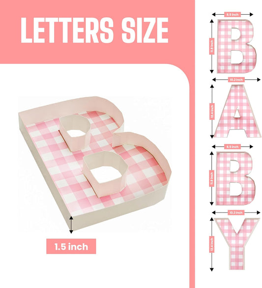 Pop Fizz Designs Charcuterie Board Letters I Baby or Bridal Shower Food Trays I Decorations Cardboard Letters for Charcuterie I Food Display Fillable Letters (Baby (Pink))
