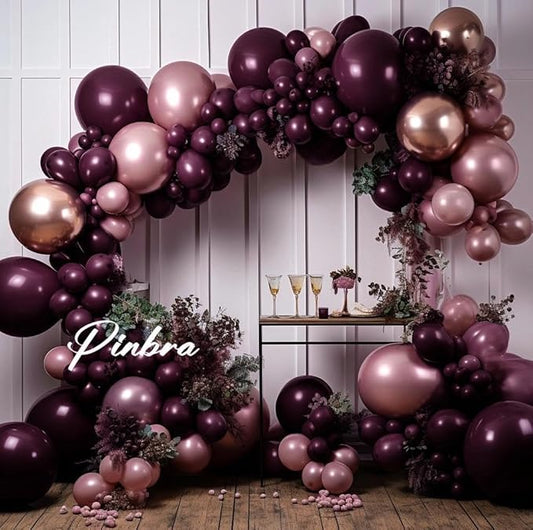 Burgundy Balloons Double Stuffed Dark Purple Plum Mauve Balloon Garland Maroon Magenta Latex Balloons for Birthday Bridal Shower Wedding Anniversary Mother's Day Party Decorations