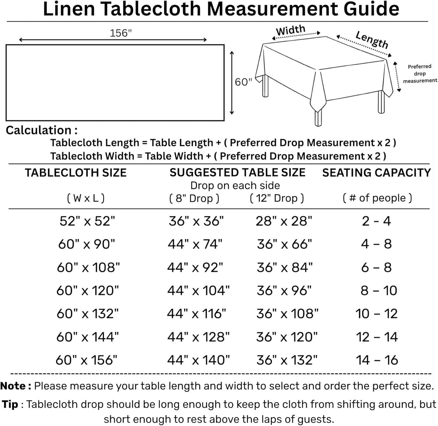 Solino Home Linen Tablecloth for Rectangle Tables 60 x 156 Inch - Classic Hemstitch 100% Pure Linen White Table Cloth - Machine Washable Cloth Tablecloth for Christmas, Fall, Halloween, Thanksgiving