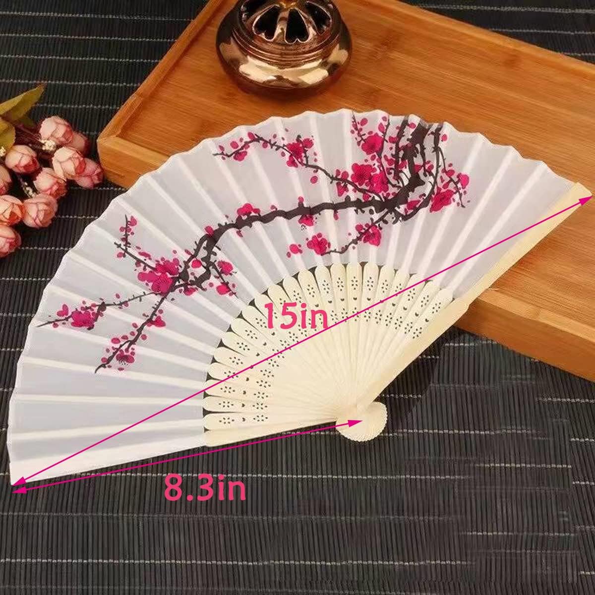 LEFTSTARER 20Pcs Delicate Cherry Blossom Folding Hand Fan Japanese Chinese Decor Fan Paper Fans Party Performance Dancing Wedding Decorations Favors Gifts