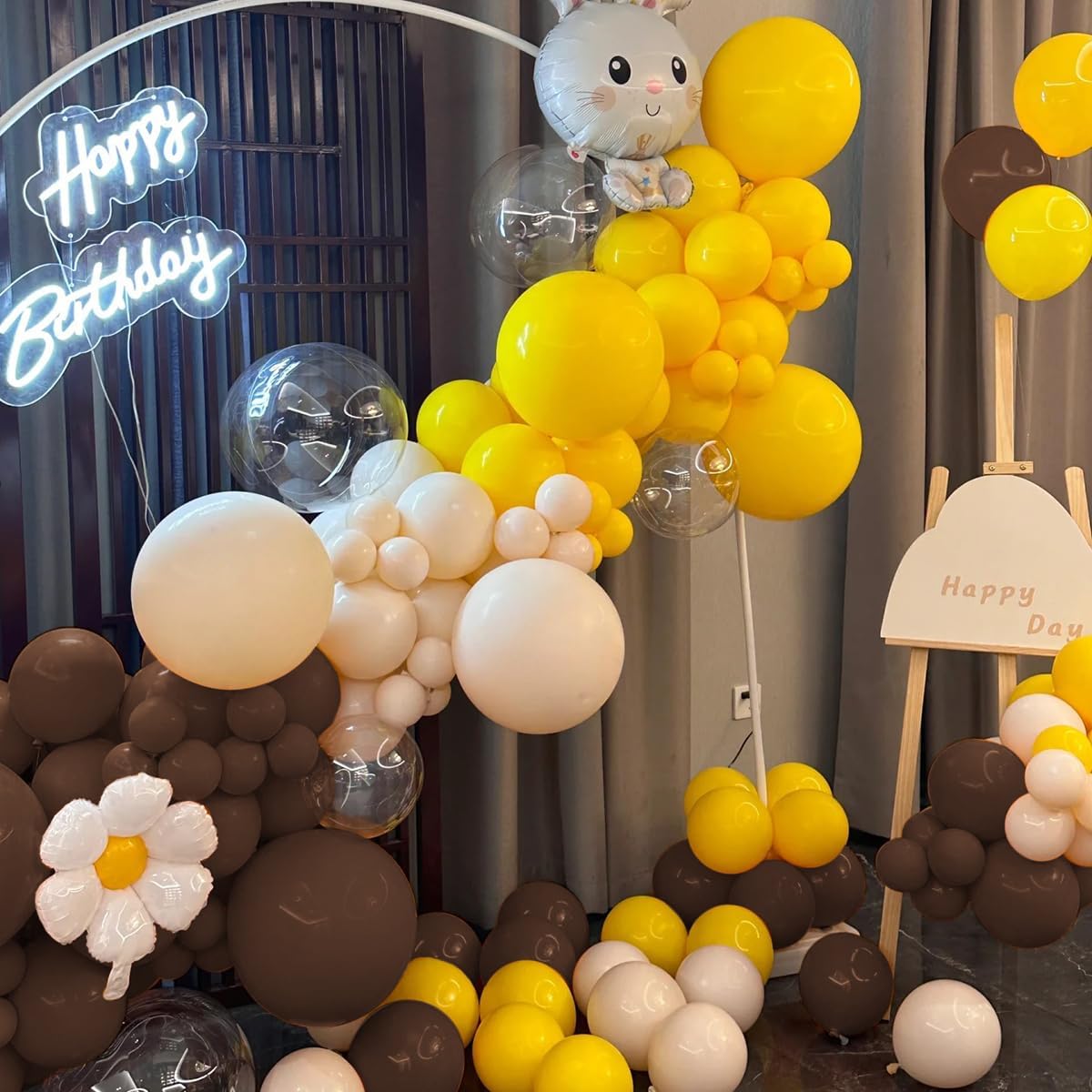 Yellow Brown White Balloon Garland Arch Kit, 160Pcs Latex Balloons Different Size 18 12 10 5 inch for Birthday Bridal Baby Shower Gender Reveal Wedding Retirement Party Decorations