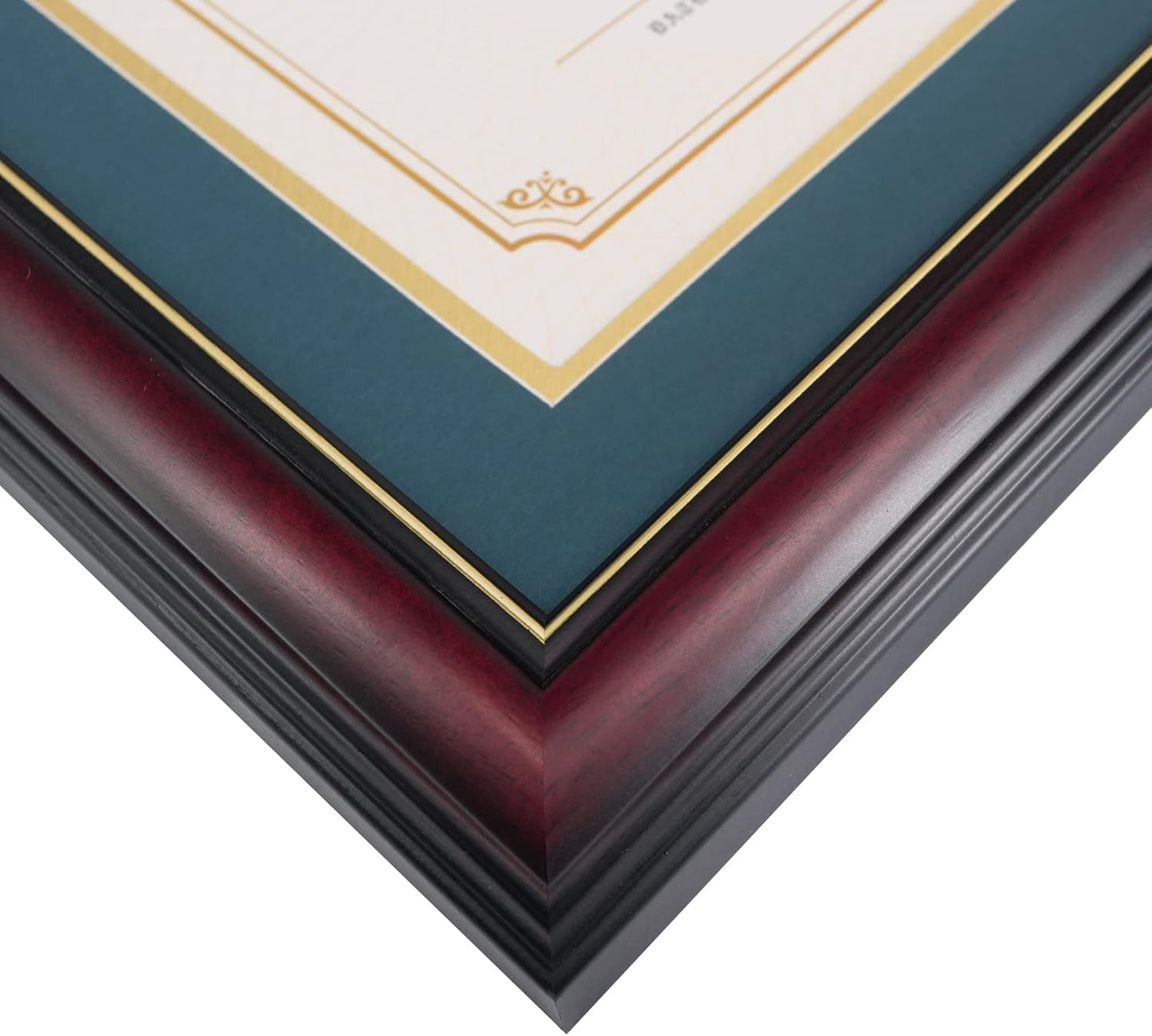 GraduationMall 11x17 Cherry Wood Diploma Frame with Tassel Holder for 8.5x11 Certificate Document,Real Glass,Navy Blue over Gold Mat