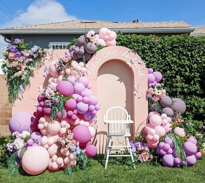 Purple Pink Balloon Garland Double Stuffed Lavender Lilac Balloons Different Sizes Pastel Balloons Hot Pink Lavender Balloon Arch Kit for Birthday Baby Shower Wildflower Wedding Spring Party Decor