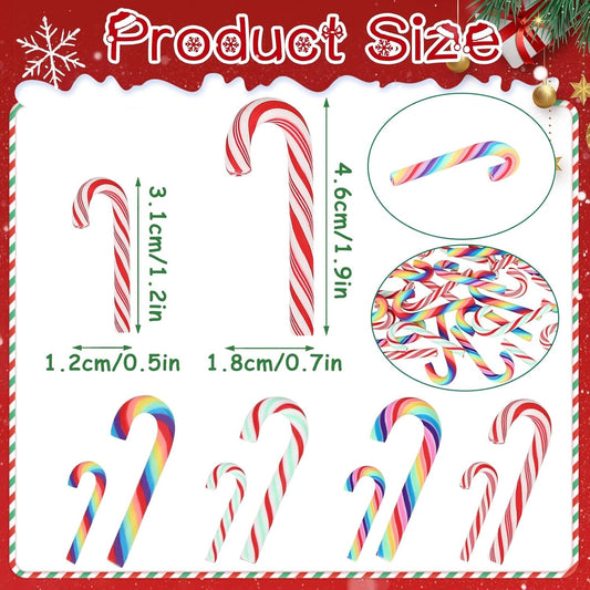 80pcs Mini Christmas Candy Cane for Crafts Colorful Fake Candy Decor Peppermint Ornaments Xmas Table Scatters Red and White Candy Vase Filler for Decorations Party Favors Supplies (Small and Large)