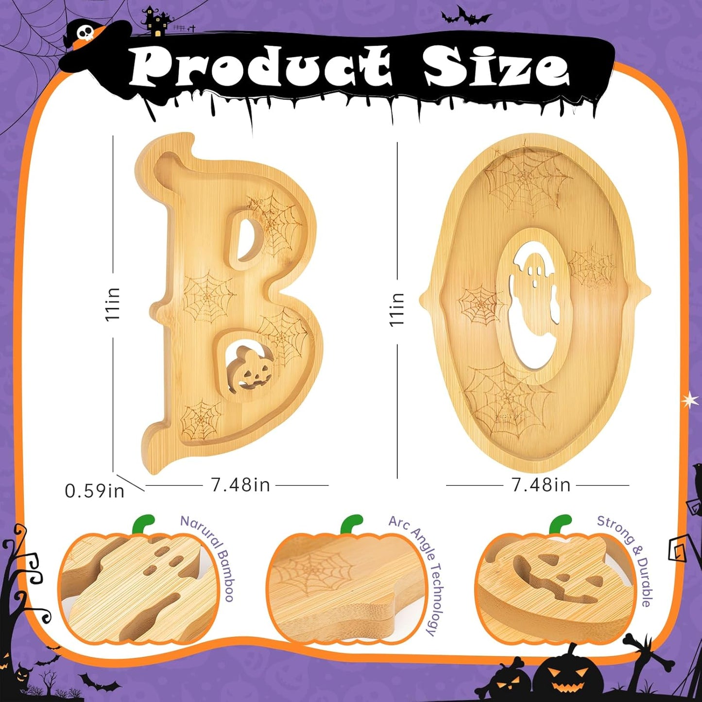 3PCS Wooden Halloween Decorations Letters Charcuterie Board Box-(with 14 Balloons) BOO Charcuterie Letters Fillable Food Halloween Party Supplies Halloween Party Table Decoration Food Tray Platter
