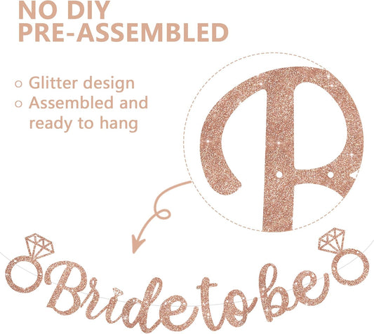Glitter Rose Gold Bride to Be Banner,Pre-Strung Bridal Shower Sign Garland,Bachelorette Party Decoration Wedding Shower Party Supplies(No DIY)