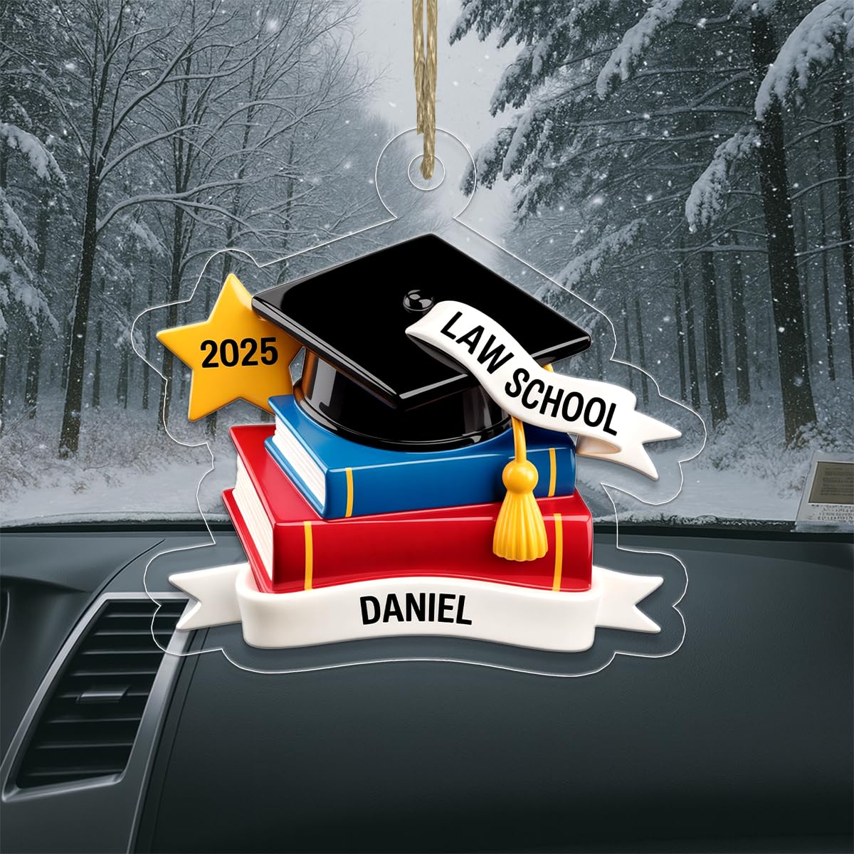 Custom Graduation Cap Ornament with Books, Personalized Graduation Ornament, Graduation Gift, Christmas Keepsake, Holiday Decoration Acrylic Ornament – Personalized Christmas Tree