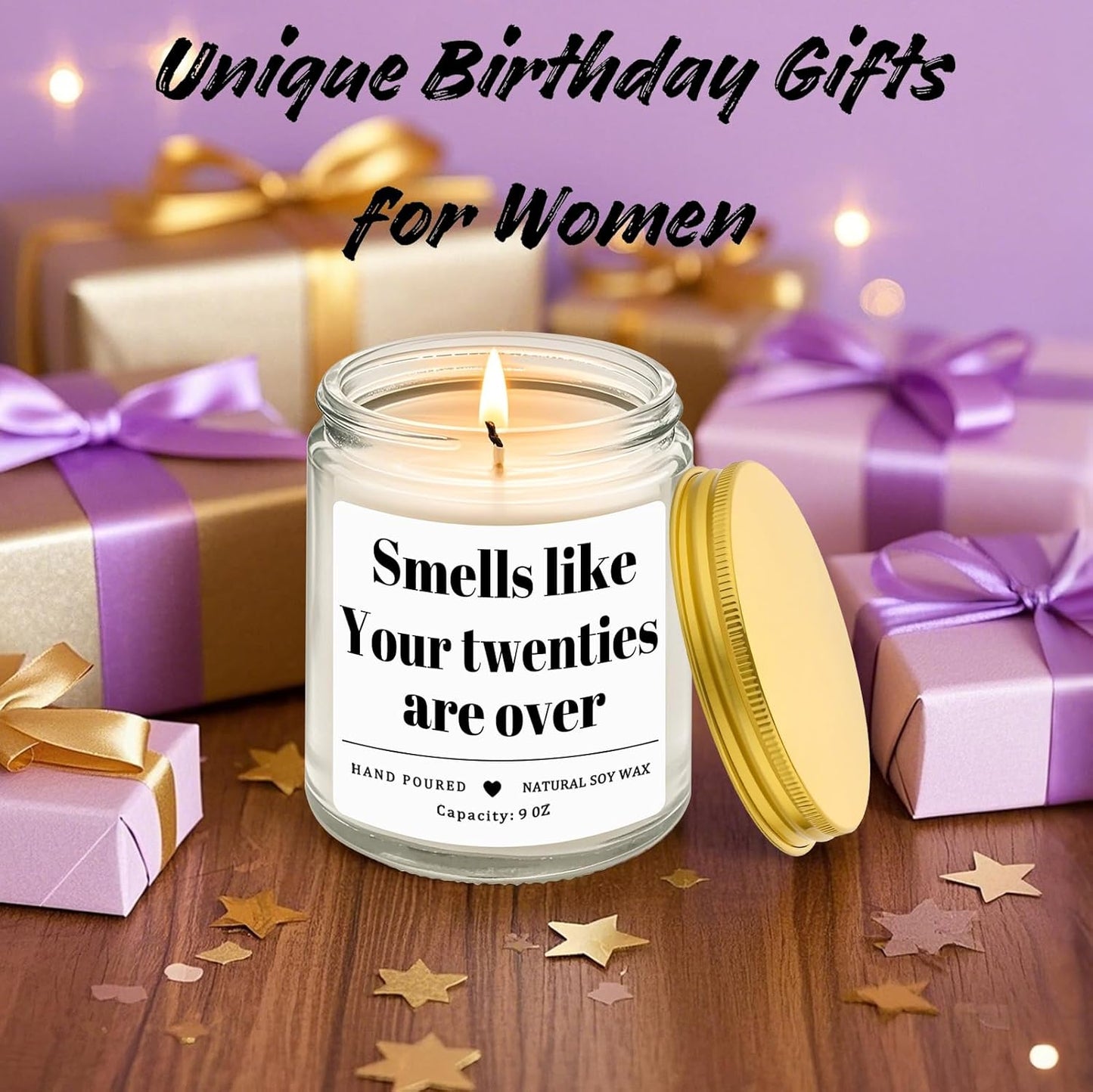 Homsolver 30th Birthday Gifts for Women Men, 9OZ Lavender Scent Happy Birthday Candles with 50+ Hours Burn Time, Unique Handmade 30th Birthday Decorations for Her Him, Friend, Sister, Wife, Husband