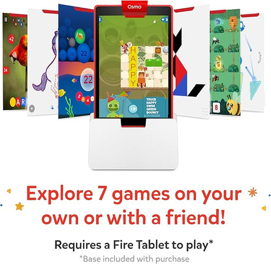 Osmo-Genius Starter Kit for Fire Tablet + Family Game Night-7 Educational Learning Games for Spelling,Math & more-Ages 6-10-STEM Toy Gifts- 6 7 8 9 10(Osmo Fire Tablet Base Included-Amazon Exclusive)