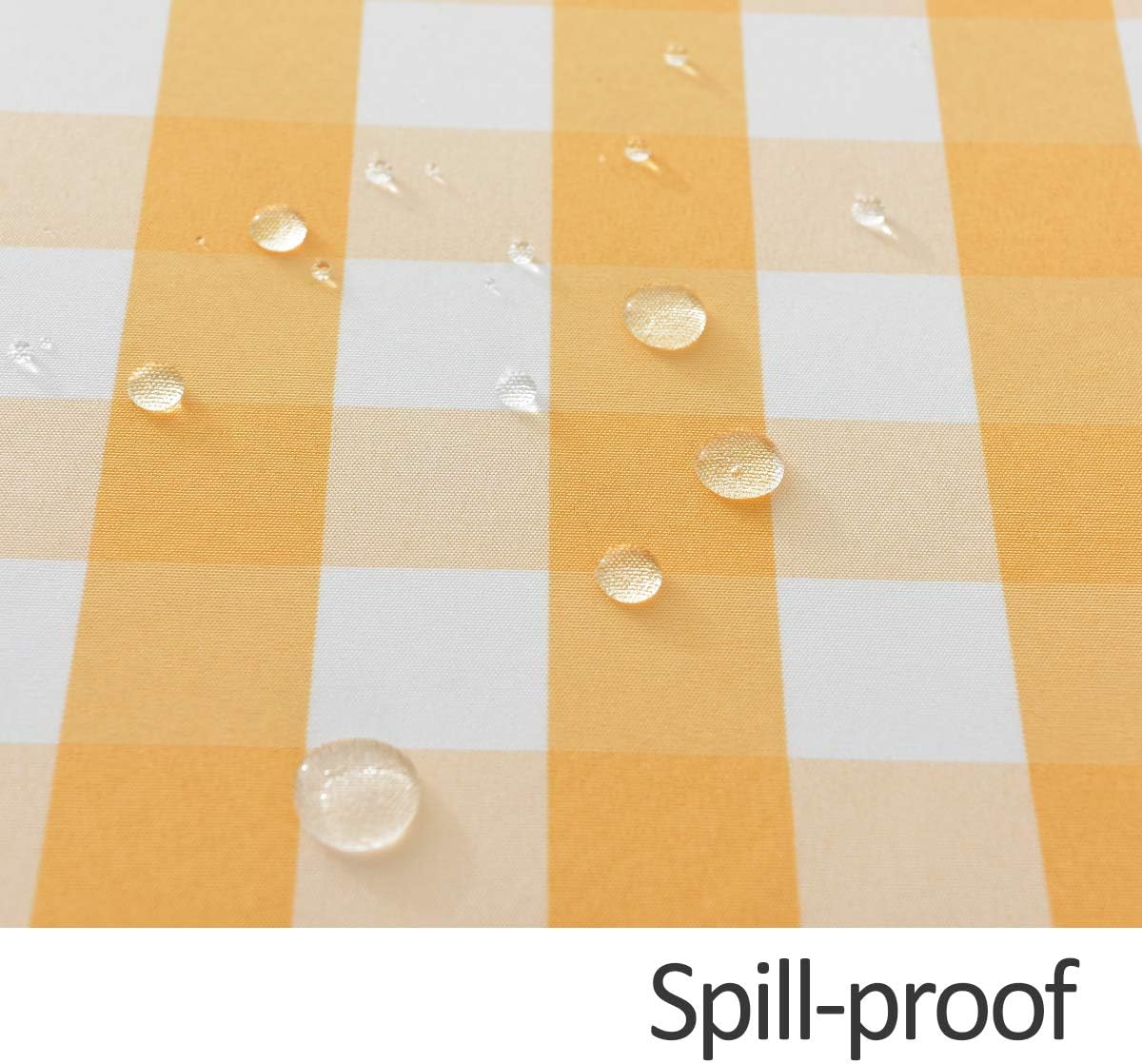 maxmill Checkered Rectangle Tablecloth Water Resistance Antiwrinkle Spillproof Heavy Weight Soft Gingham Plaid Table Cloth for Buffet Banquet Parties Holiday Dinner, 60 x 104 Inch Yellow and White