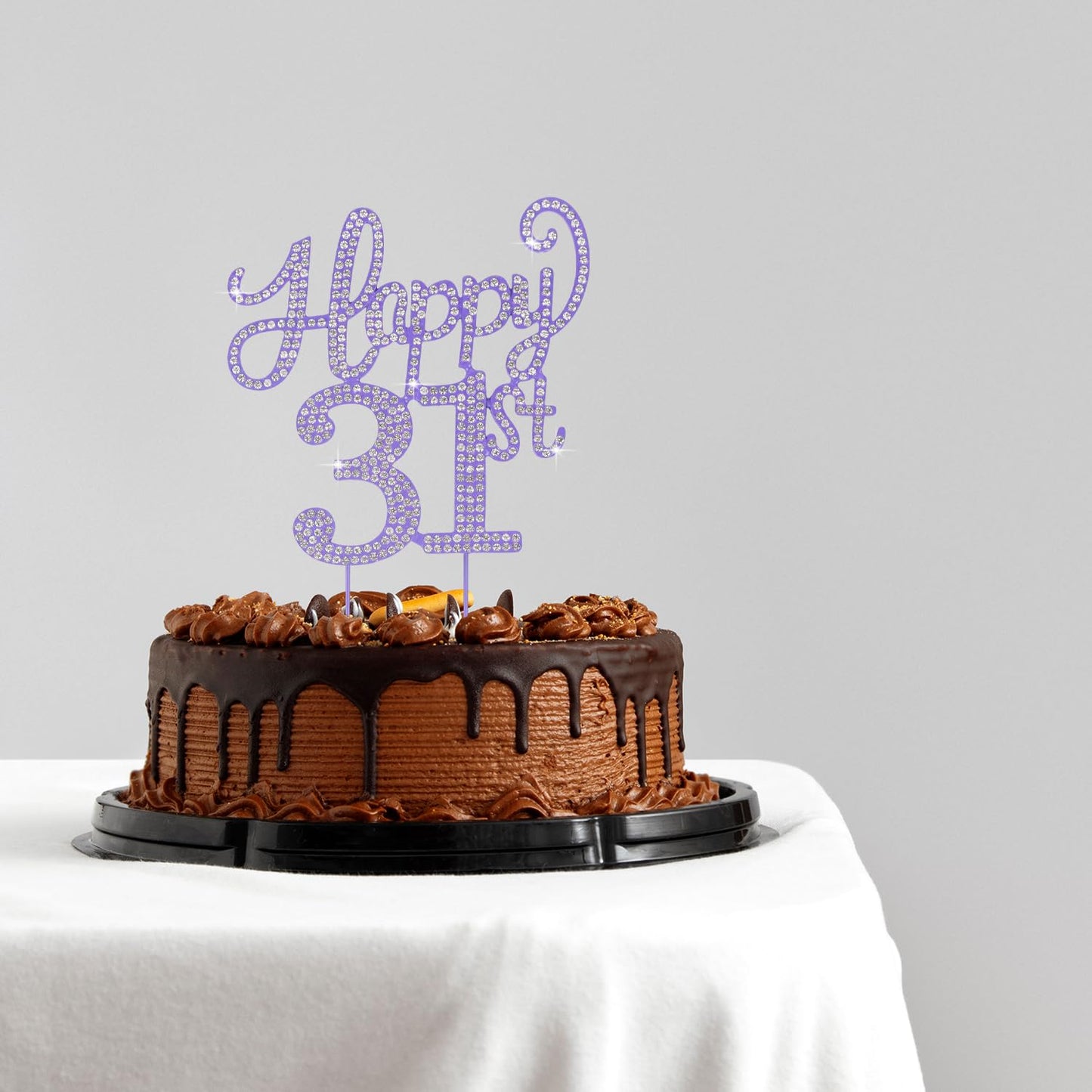 LASKYER Happy 31st Birthday Purple Rhinestone Cake Topper - 31st Birthday/Anniversary,Cheers to 31 Years Old Bday Party Metal Sparkly Centerpieces Decorations.