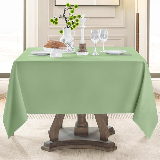 Square Tablecloth 52 x 52 Inch Sage Green Tablecloths Stain-Wrinkle Resistant Washable Polyester Table Cloths for Holiday, Buffet Parties, and Weddinge 2pack