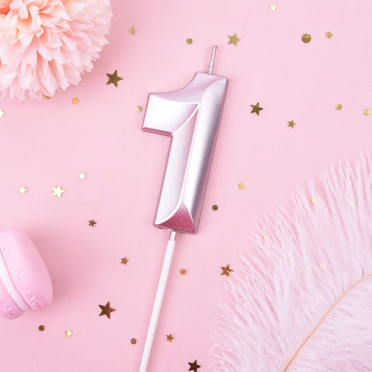 PHD CAKE 2.76 Inch Diamond Rose Gold 1 Number Birthday Candles, Rose Gold Number Candles, Cake Number Candles, Party Celebration