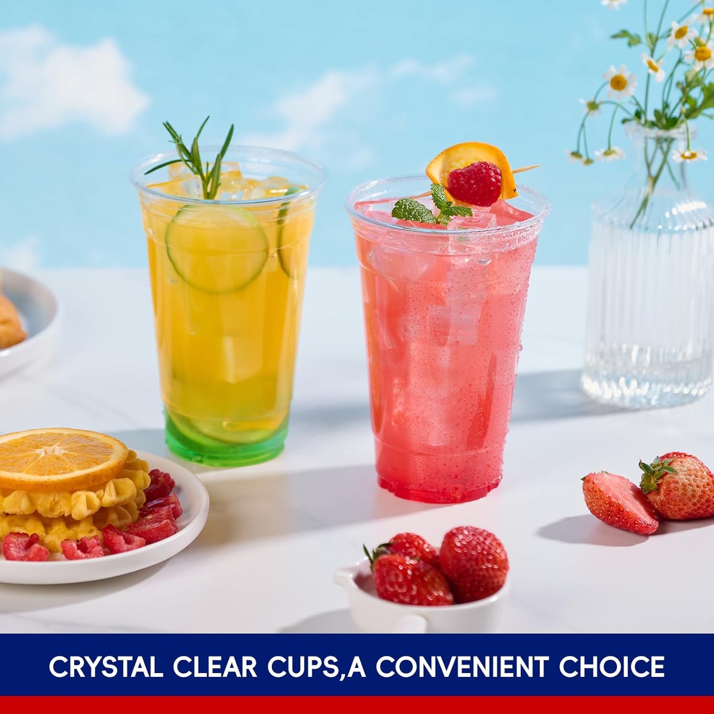JOLLY CHEF 20 oz Clear Plastic Cups, 1000 Pack Disposable Plastic Cups, Party Drinking Cups for Birthday, Weddings, Picnics, Ceremonies, BBQs, and any Events