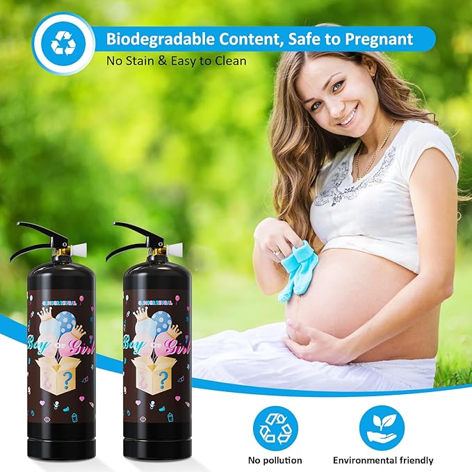 Giant Gender Reveal Fire Extinguisher-2 Packs | Smork Powder Blaster for Gender Reveal Party Ideas | Blue Fire Extinguisher Gender Reveal Suitable Boy Baby | Blasts 20+ Feet