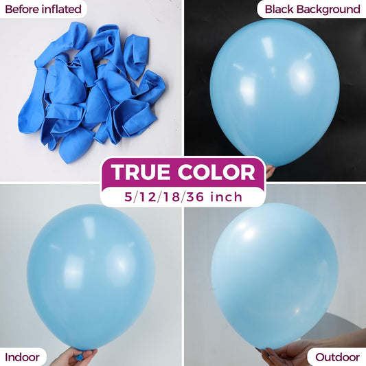 Bezente Blue Giant Balloons 36 Inch - 8 Pack Jumbo Blue Balloons Large Round Light Blue Latex Balloons for Birthday Wedding Bridal Shower Gender Reveal Party Decorations