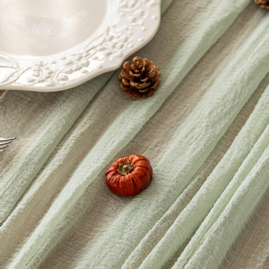 3pcs Cheesecloth Table Runner Sage Green Gauze 120 Inch 10 FT Rustic Boho Cheese Cloth Runner for Wedding Baby Shower Bridal Shower Party Long Sheer Centerpiece Home Decoration