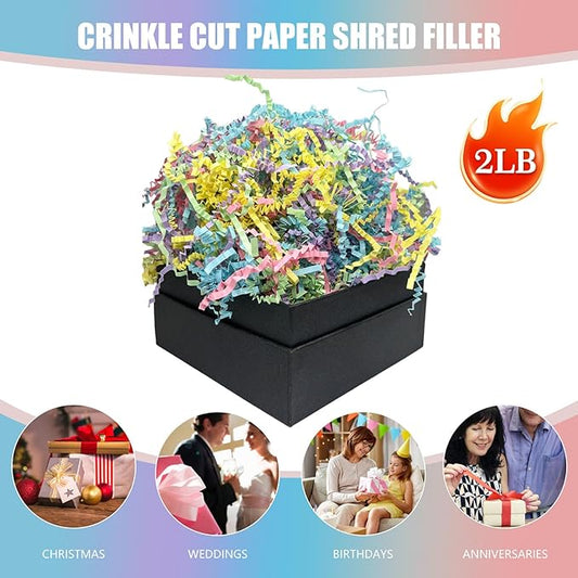 Colorful Crinkle Cut Paper Shred Filler, 2 LB Basket Filler Shredded Paper, Confetti Stuffing for Easter Basket Filling, Easter, Birthdays, Weddings, DIY Gift Wrapping, Stuffer Party Supplies